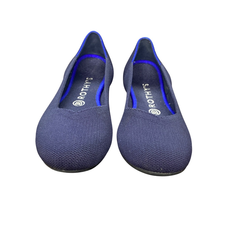 Rothys The Flat Navy Blue Round Toe Knit Sustainable Ballet Flats Womens 8 - Picture 6 of 10